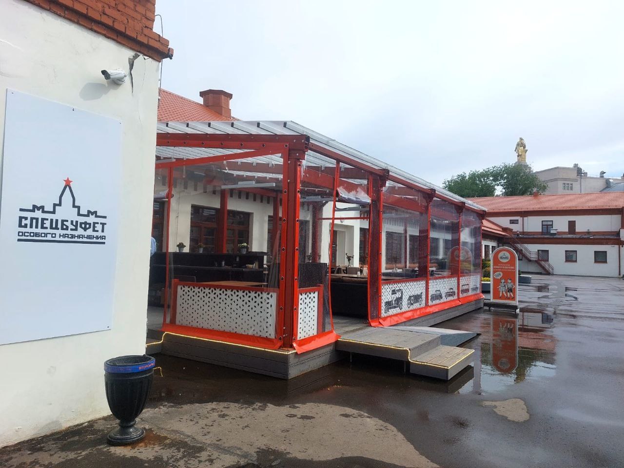 ПВХ шторы для летней террасы кафе в Кимовске